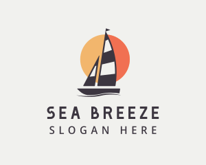 Sun Ocean Sailboat logo design