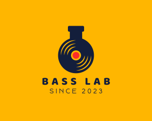 Vinyl Record Laboratory Flask logo design