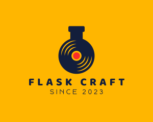 Vinyl Record Laboratory Flask logo design