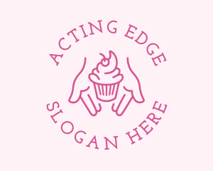 Pink Cupcake Hands logo design