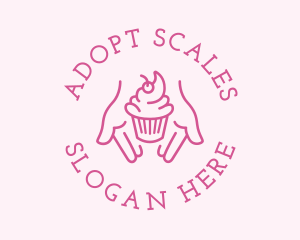 Pink Cupcake Hands logo design