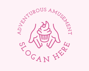 Pink Cupcake Hands logo design