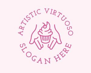 Pink Cupcake Hands logo design