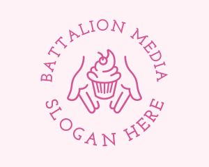 Pink Cupcake Hands logo design