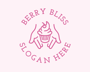 Pink Cupcake Hands logo design