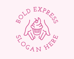 Pink Cupcake Hands logo design