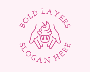 Pink Cupcake Hands logo design