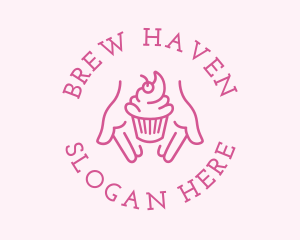 Pink Cupcake Hands logo design