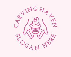 Pink Cupcake Hands logo design