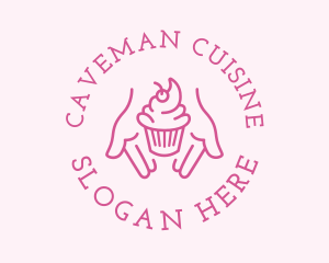 Pink Cupcake Hands logo design