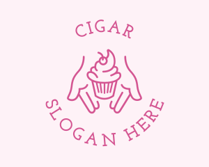 Pink Cupcake Hands logo design