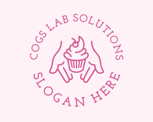 Pink Cupcake Hands logo design