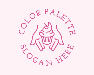 Pink Cupcake Hands logo design