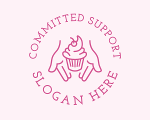 Pink Cupcake Hands logo design