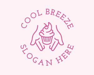 Pink Cupcake Hands logo design