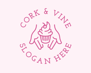 Pink Cupcake Hands logo design