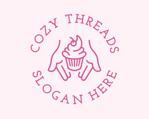 Pink Cupcake Hands logo design