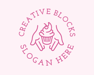 Pink Cupcake Hands logo design