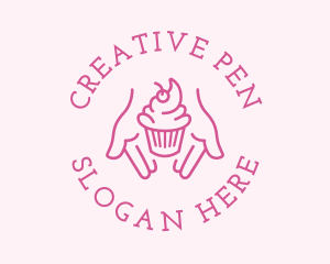 Pink Cupcake Hands logo design