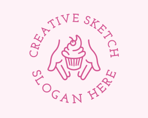 Pink Cupcake Hands logo design