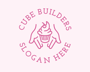 Pink Cupcake Hands logo design