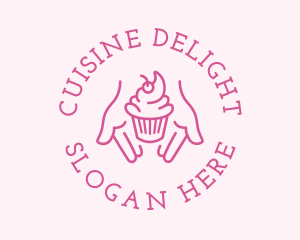 Pink Cupcake Hands logo design