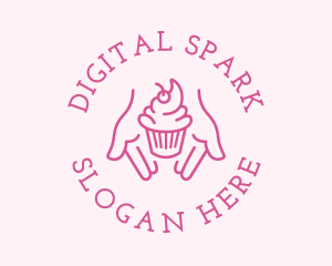 Pink Cupcake Hands logo design