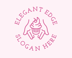 Pink Cupcake Hands logo design