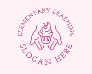 Pink Cupcake Hands logo design