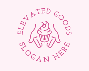 Pink Cupcake Hands logo design