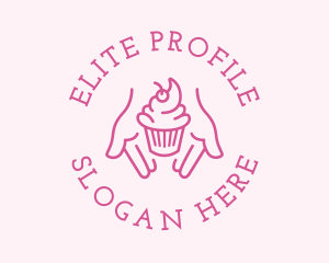 Pink Cupcake Hands logo design