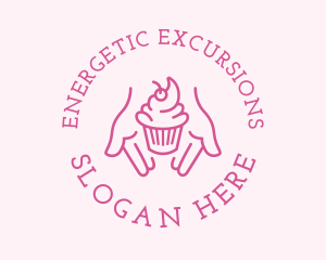 Pink Cupcake Hands logo design