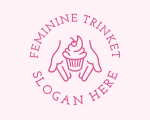 Pink Cupcake Hands logo design