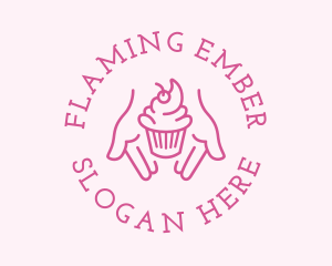 Pink Cupcake Hands logo design