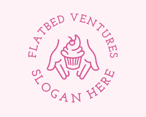 Pink Cupcake Hands logo design