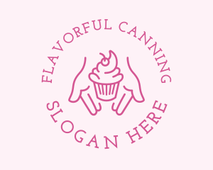 Pink Cupcake Hands logo design