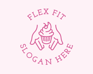 Pink Cupcake Hands logo design