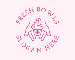 Pink Cupcake Hands logo design