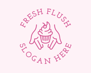 Pink Cupcake Hands logo design