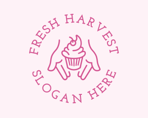 Pink Cupcake Hands logo design