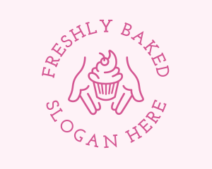 Pink Cupcake Hands logo design