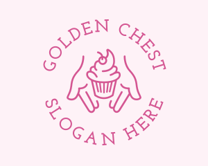 Pink Cupcake Hands logo design