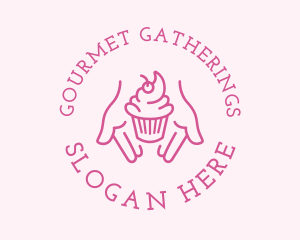 Pink Cupcake Hands logo design