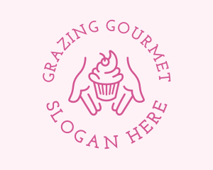 Pink Cupcake Hands logo design