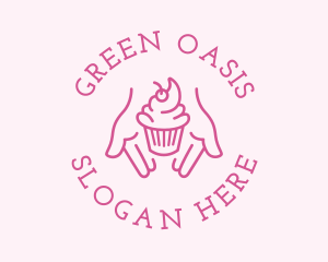 Pink Cupcake Hands logo design