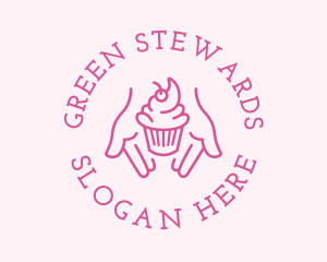 Pink Cupcake Hands logo design