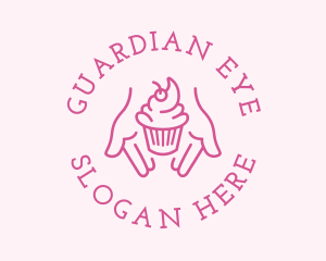 Pink Cupcake Hands logo design