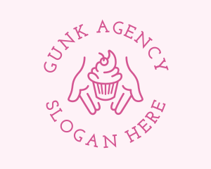 Pink Cupcake Hands logo design