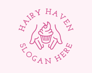 Pink Cupcake Hands logo design