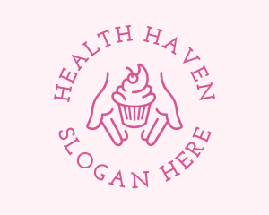 Pink Cupcake Hands logo design